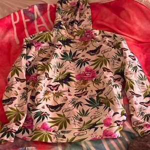 Fleur du Mal Pink and Green Floral Top